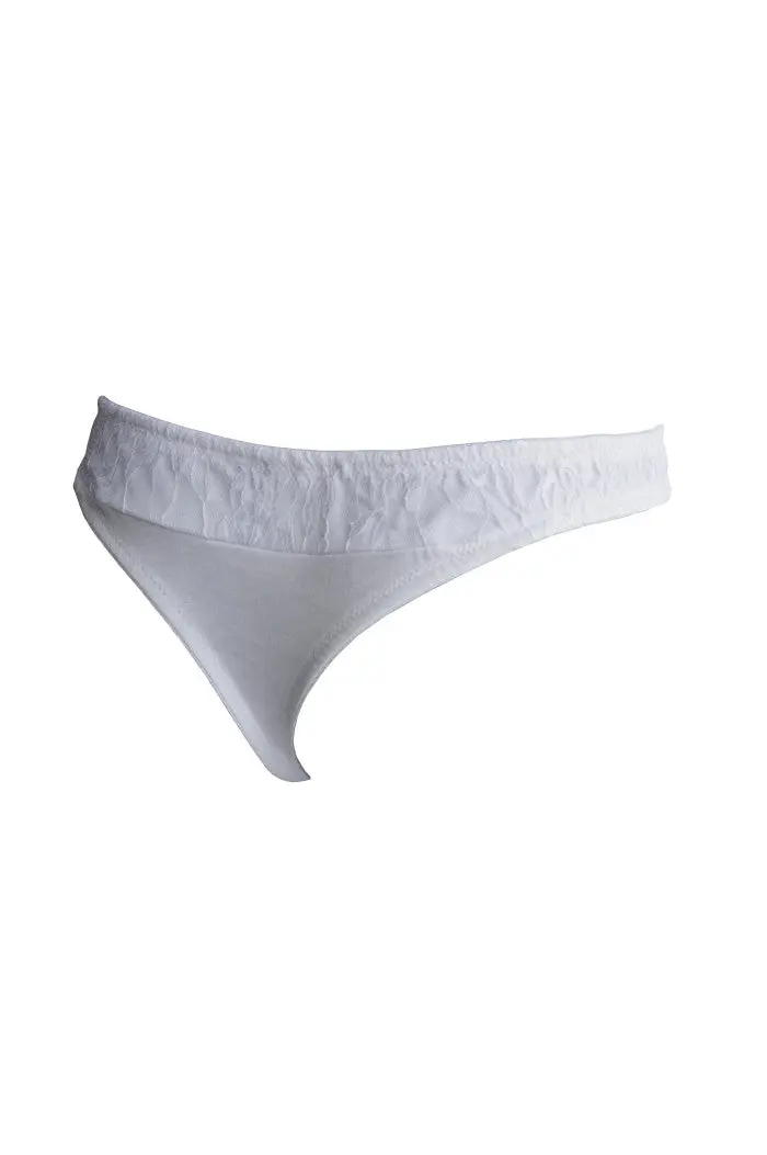 String Blanc dentelle en coton bio