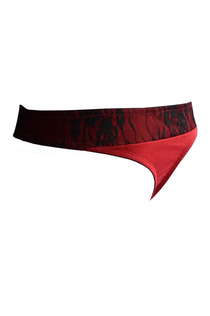 String dentelle rouge en coton bio