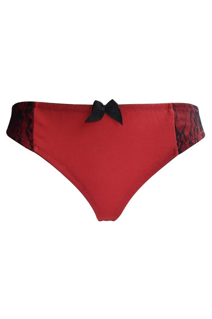 String dentelle rouge en coton bio