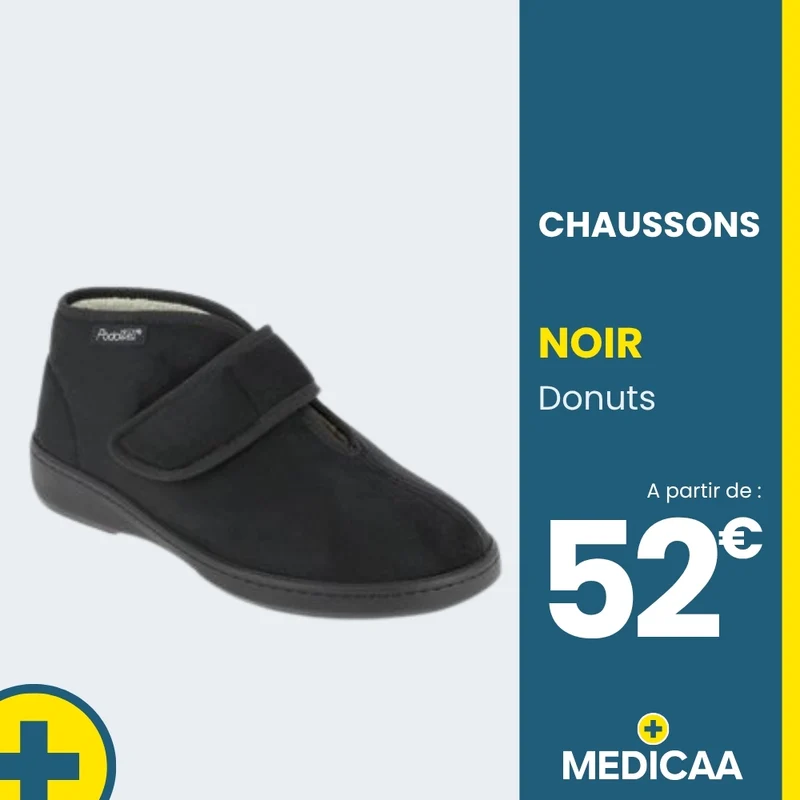 Chaussons Orthopédiques -(Donuts) - Mixte - Noir