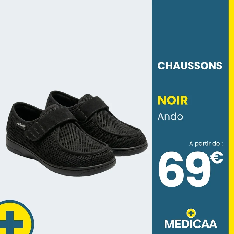 Chaussons Thérapeutiques - (Ando) - Mixte - Noir