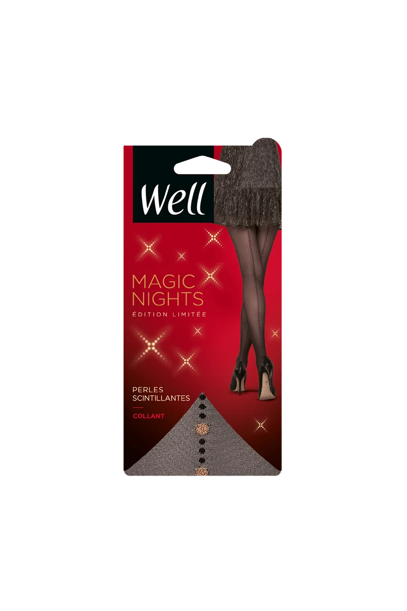 Collant Fantaisie 25D Perles Scintillantes Magic Nights - Noir ébène