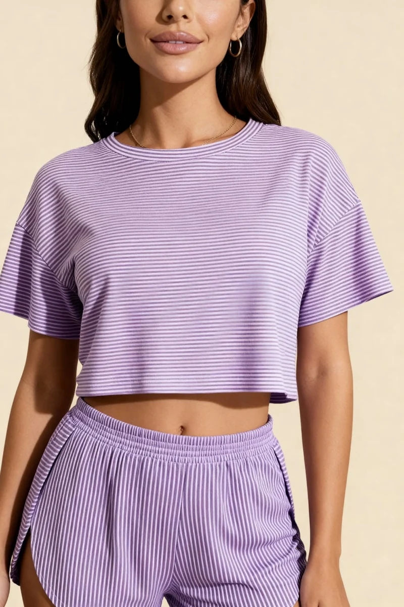 Ensemble short à fentes et crop top Carmen Violet