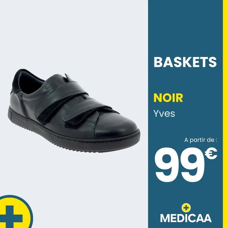 Baskets Orthopédiques - (Yves) - Homme - Noir