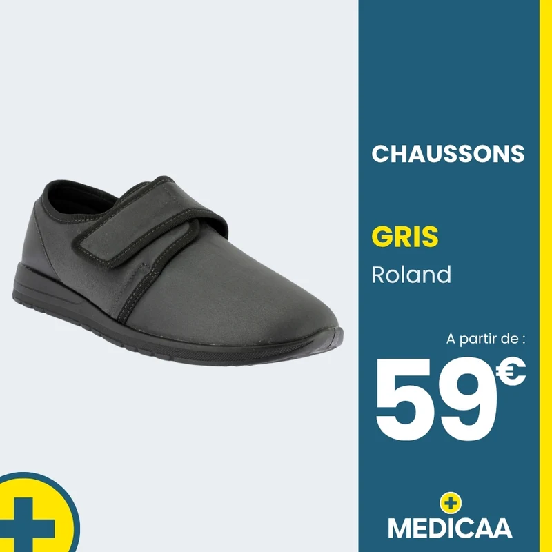Chaussons Orthopédiques - (Roland) - Homme - Gris