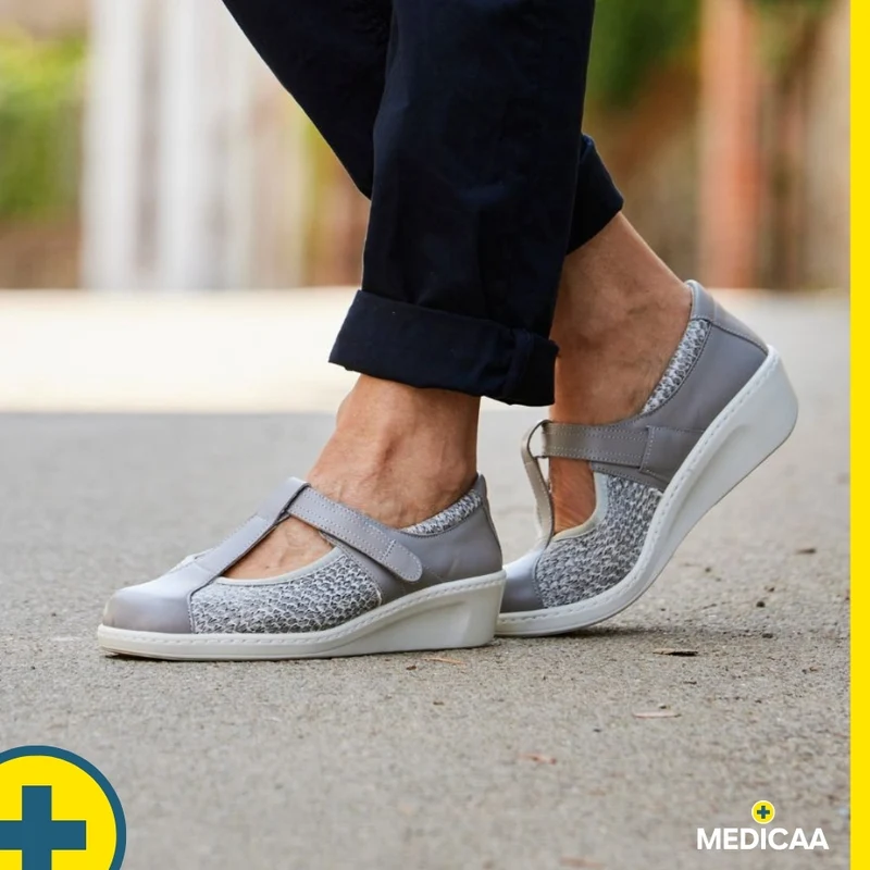 Chaussures à Bride Orthopédique - (Samia) - Femme - Gris