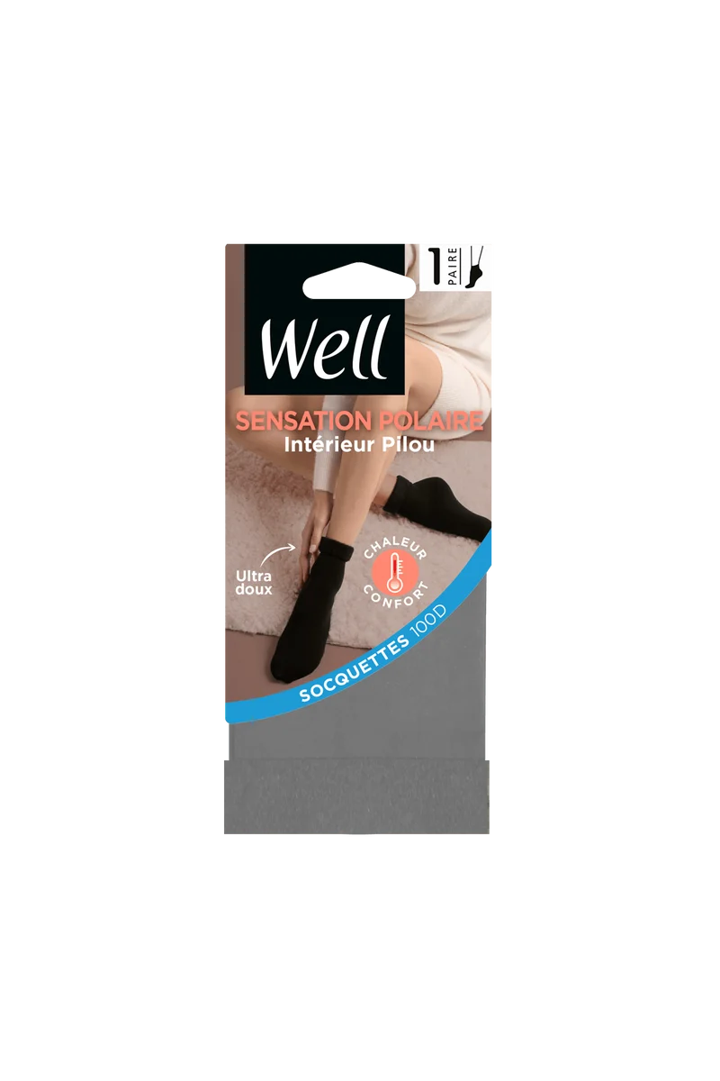 Socquettes Opaques Pilou 100D Sensation Polaire - Gris ardoise