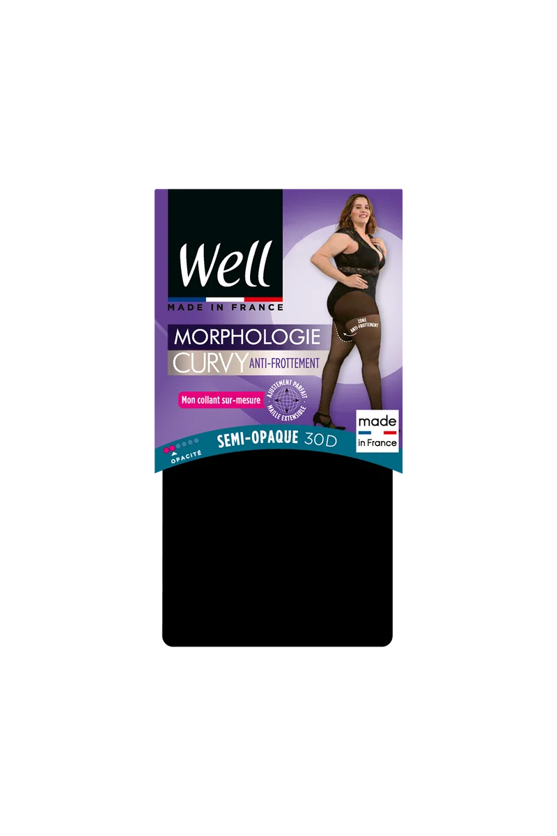 Collant Anti-Frottement Semi-Opaque 30D sur-mesure Morphologie - Noir