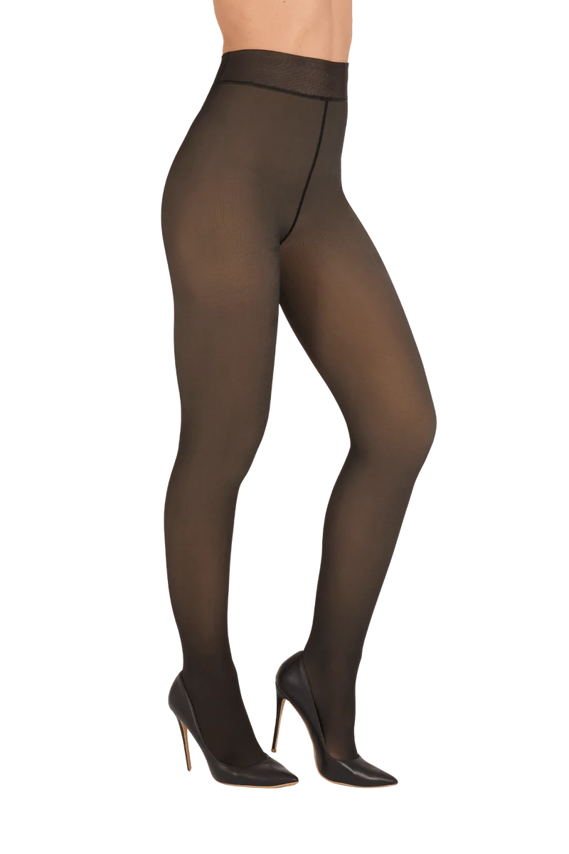 Collant Ultra-Chaud Effet Transparent Sensation Polaire 25D - Noir ébène
