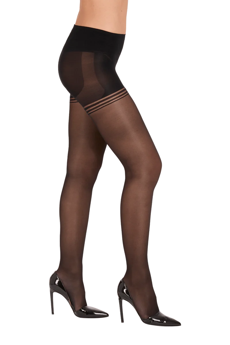 Collant Voile Galbant Semi-Opaque 30D Sculptant 3 en 1 Body Galbe - Noir