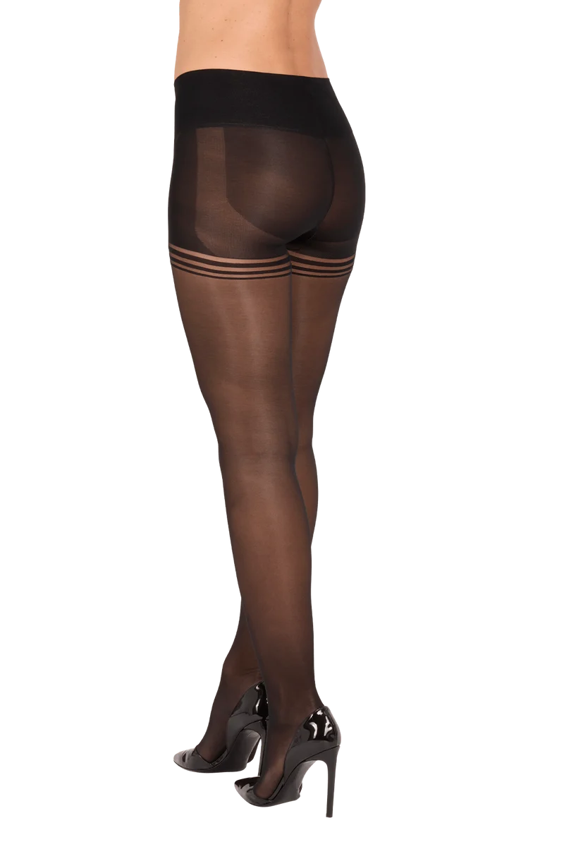 Collant Voile Galbant Semi-Opaque 30D Sculptant 3 en 1 Body Galbe - Noir