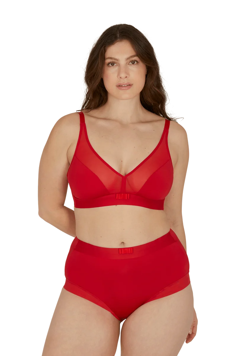 Shorty taille haute Tulle Design - Rouge ardent