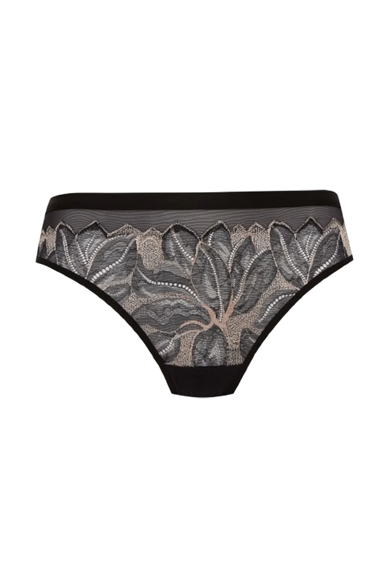 Slip Brésilien Nymphéas - Noir