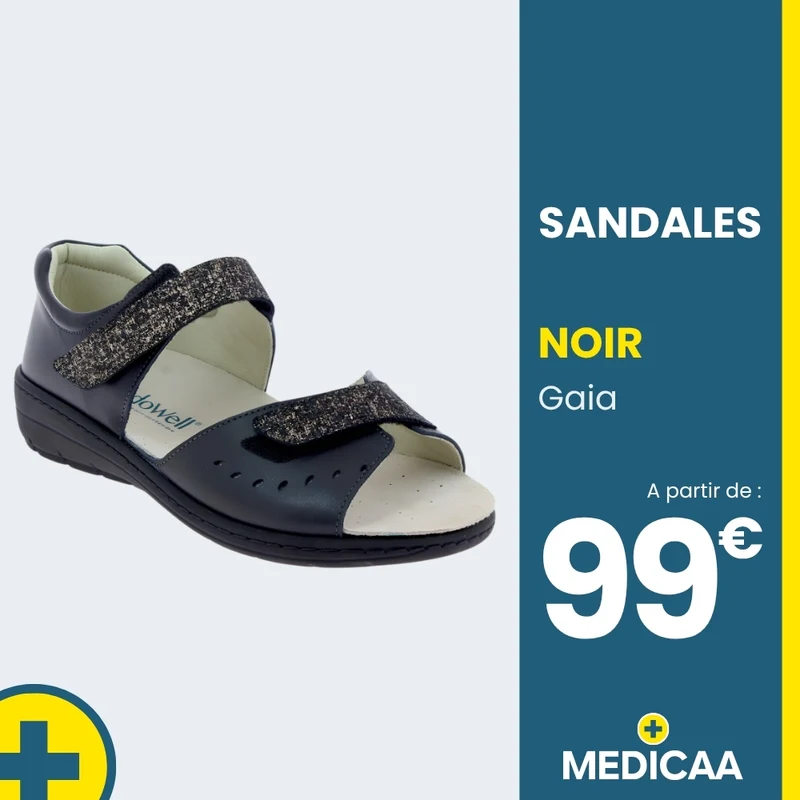 Sandales Orthopédiques - (Gaia) - Femme - Noir