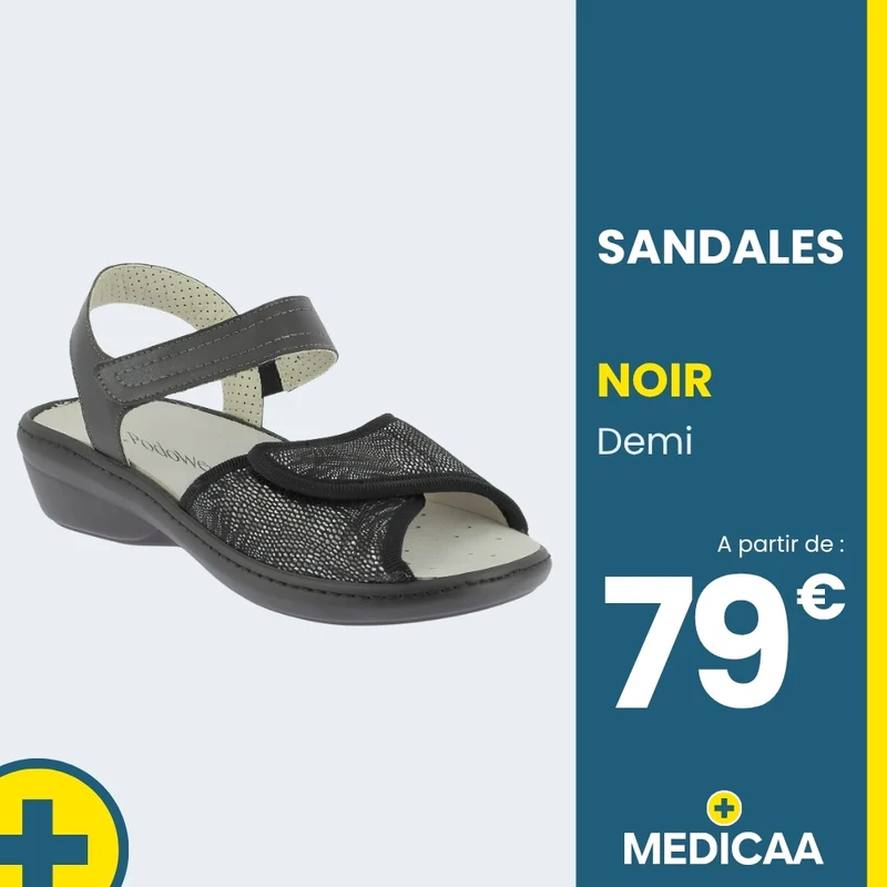 Sandales Confort - (Demi) - Femme - Noir