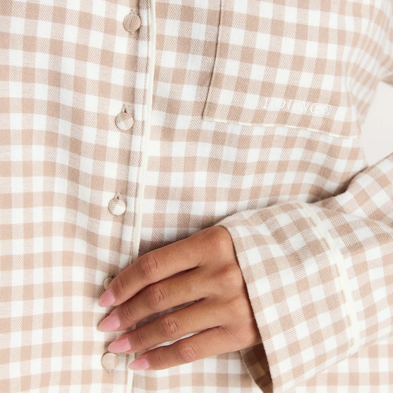 Chemise de Pyjama Vichy - Beige