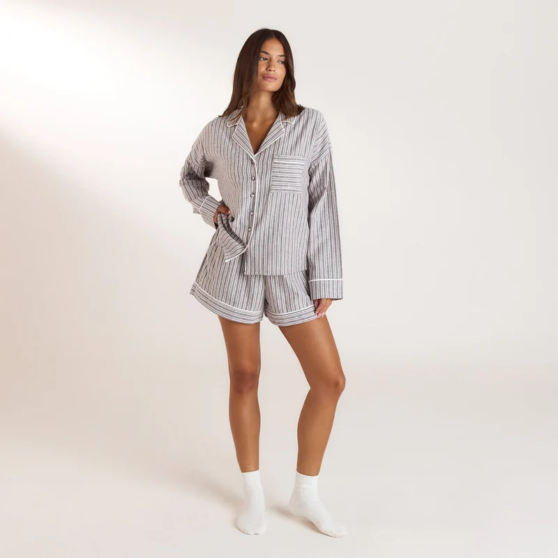 Chemise de Pyjama Stripe - Chocolat