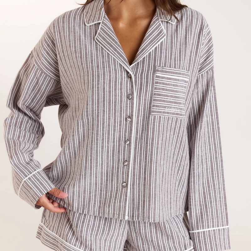 Chemise de Pyjama Stripe - Chocolat