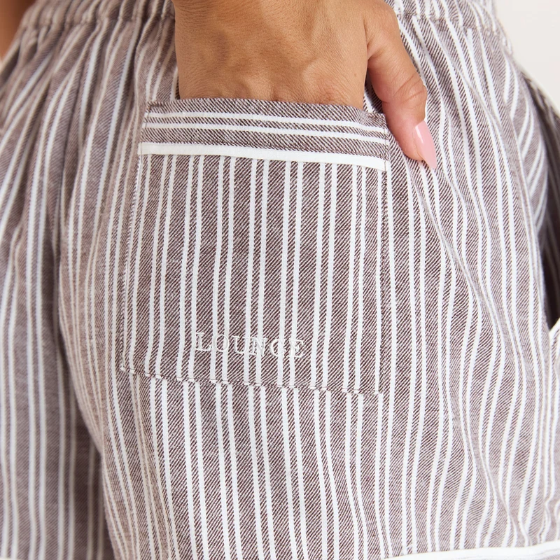 Short de Pyjama Stripe - Chocolat