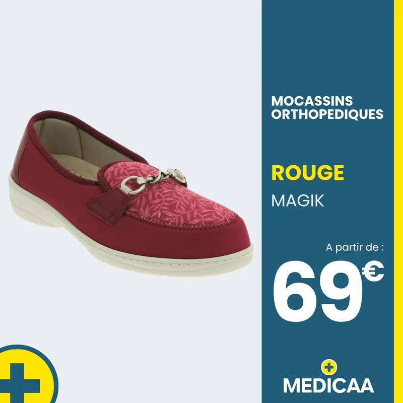 Mocassins Orthopédiques - (Magik) - Femme - Rouge