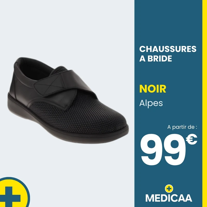 Chaussures à Bride Orthopédiques - (Alpes) - Mixte - Noir