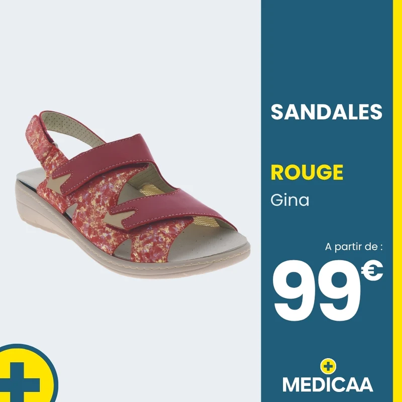 Sandales Confort - (Gina) - Femme - Rouge