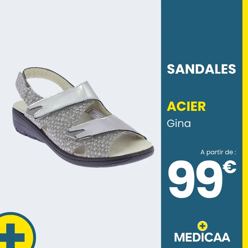 Sandales Confort - (Gina) - Femme - Acier