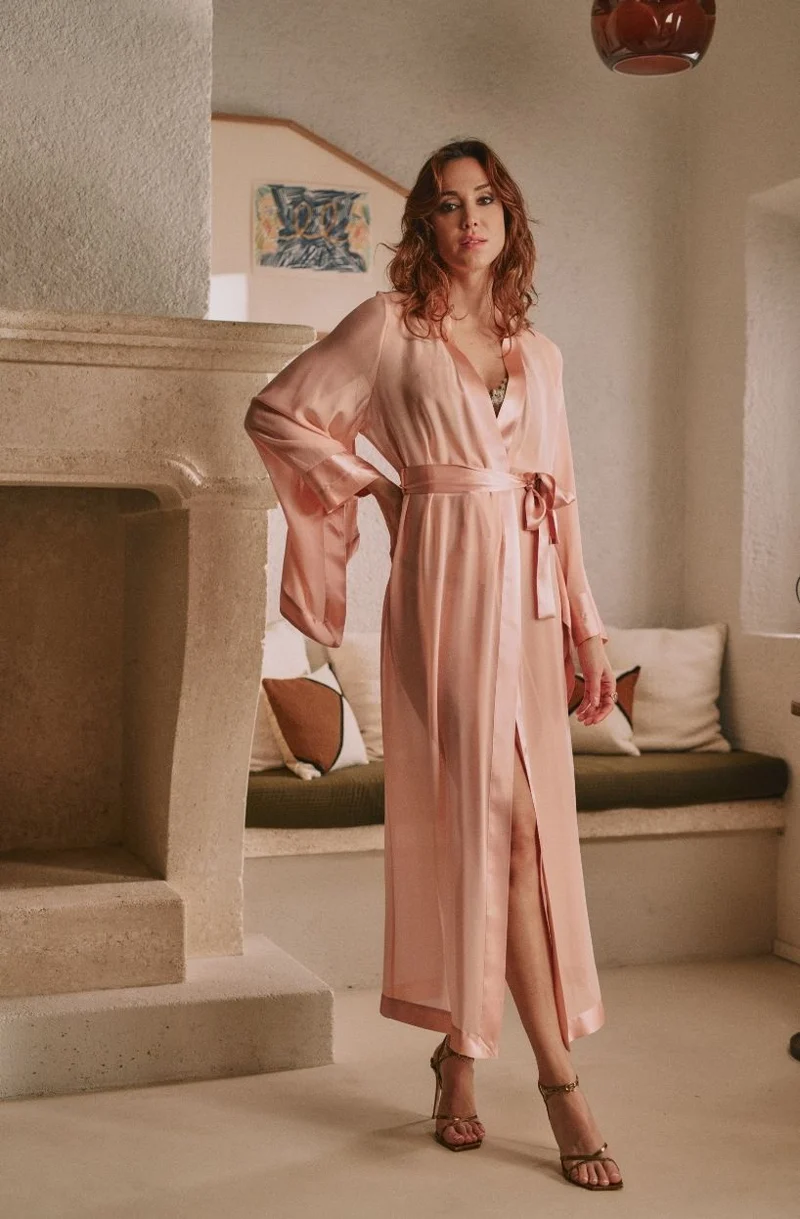 Kimono long en mousseline de soie Daniella