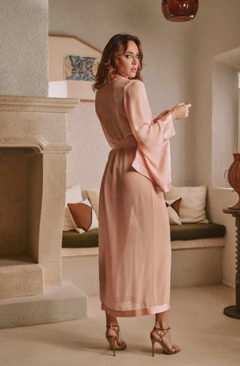 Kimono long en mousseline de soie Daniella