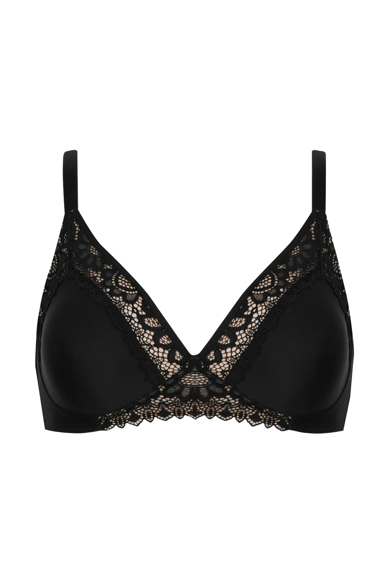 Soutien-gorge sans armatures basque dentelle Well Allure L'Elégante - Noir