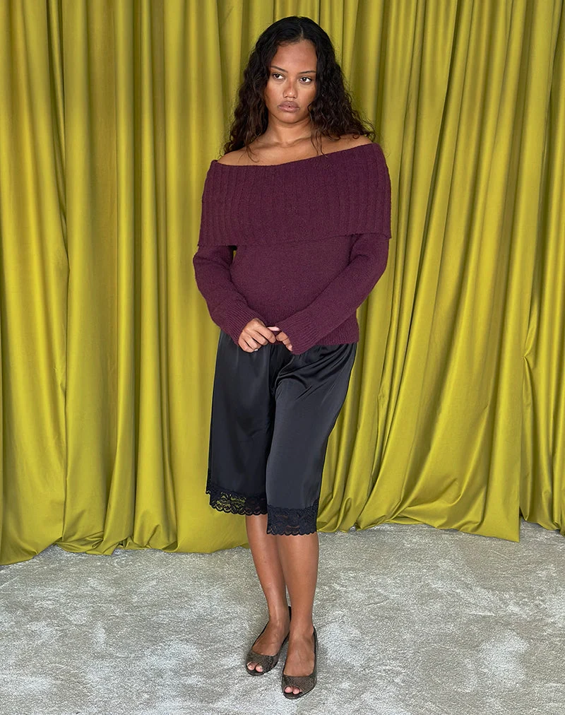 Pull Filahia Bardot, couleur bordeaux