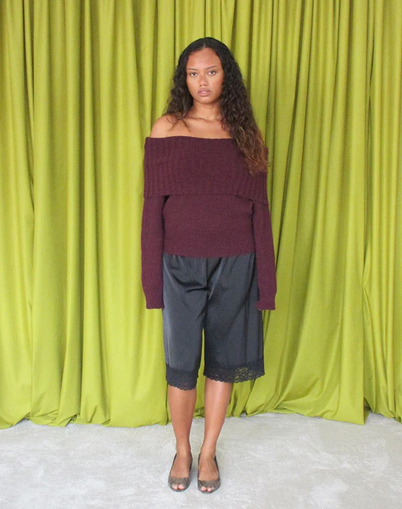Pull Filahia Bardot, couleur bordeaux