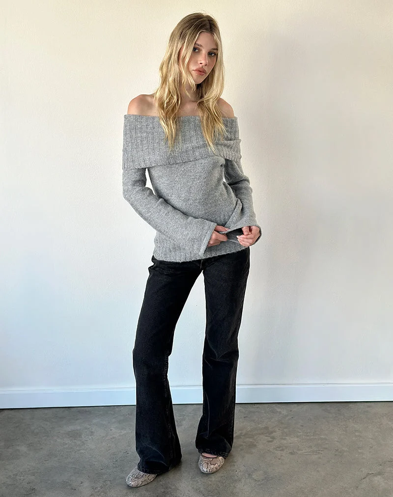 Pull Azrina en maille grise