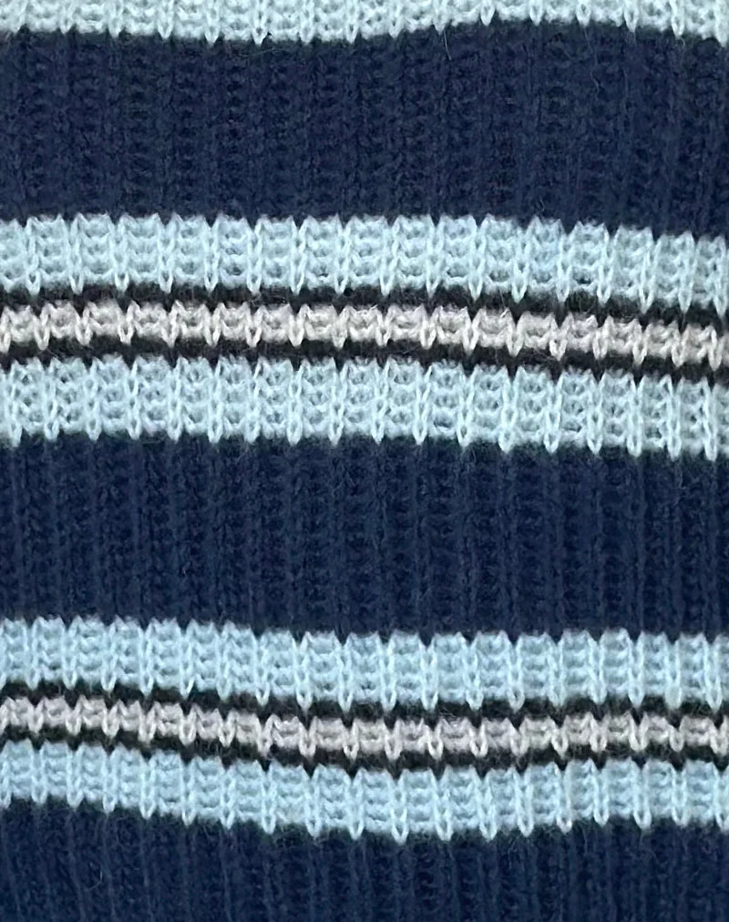 Pull Namirta bleu marine et bleu clair à rayures noires