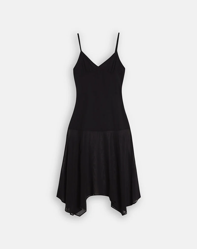 Robe midi Vakare en mousseline noire