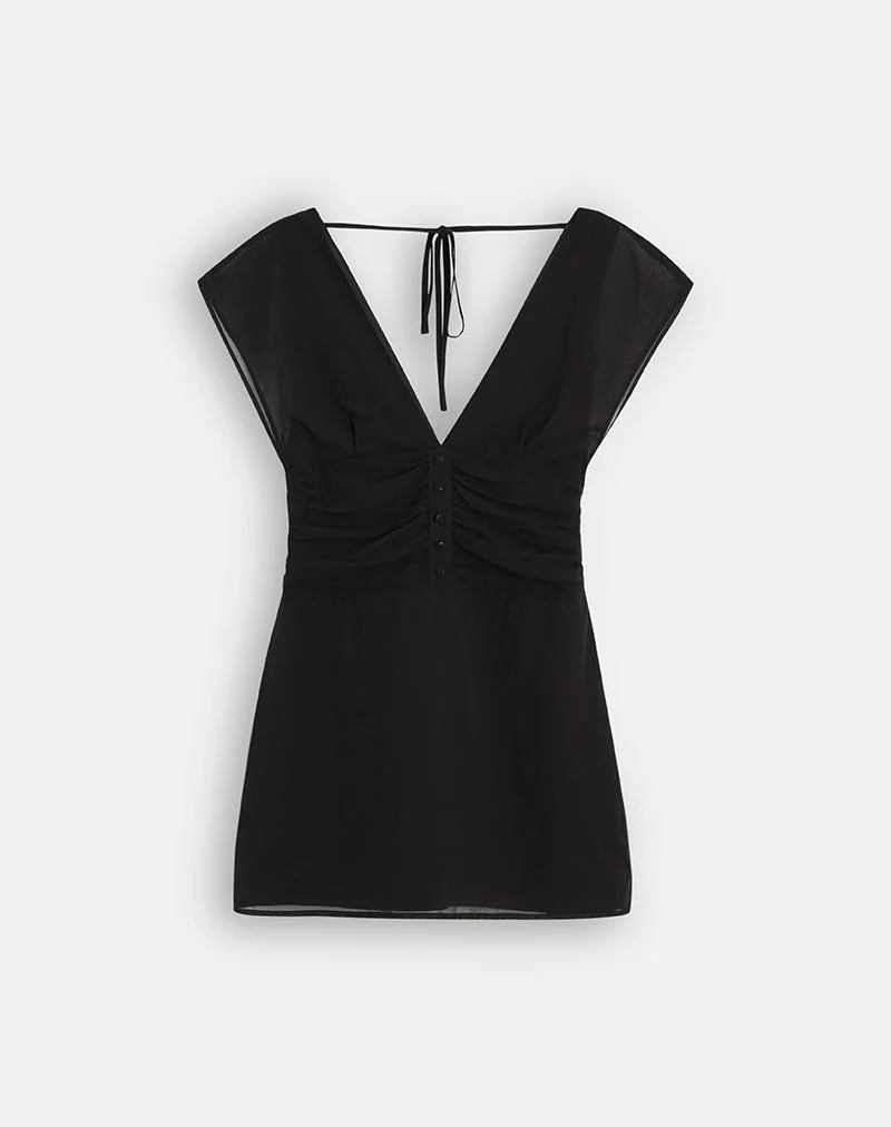 Mini-robe Ridisha en mousseline noire