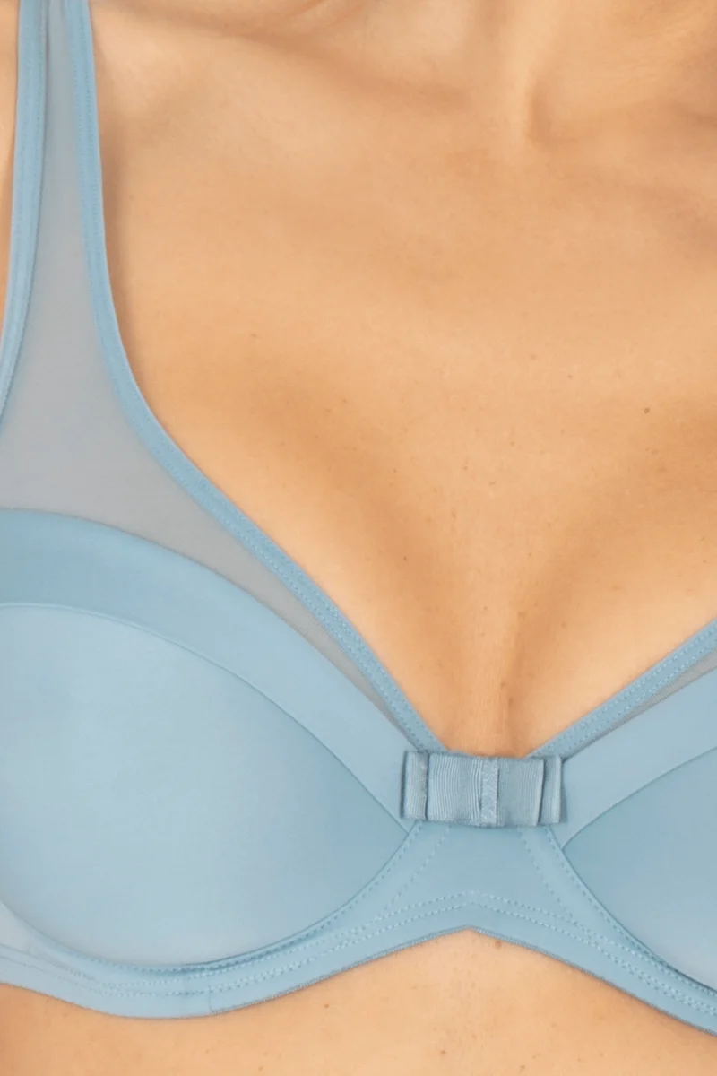 Soutien-gorge à armatures Tulle Design - Bleu perle