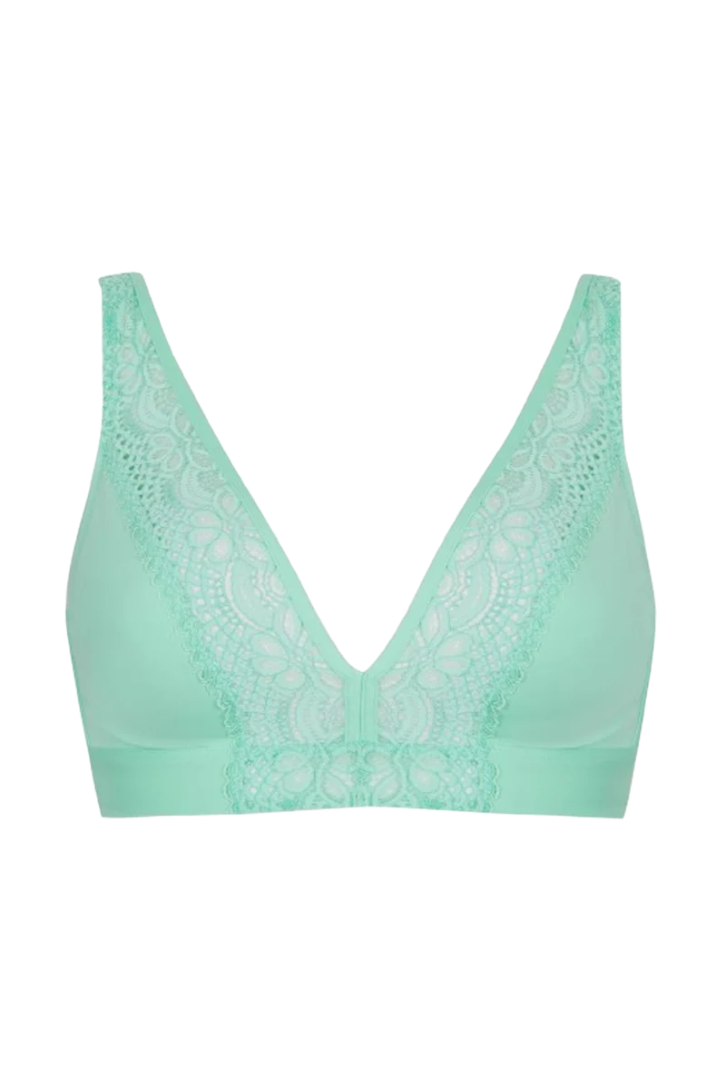 Soutien-gorge foulard sans armatures en dentelle et en microfibre L'irrésistible - Vert amande
