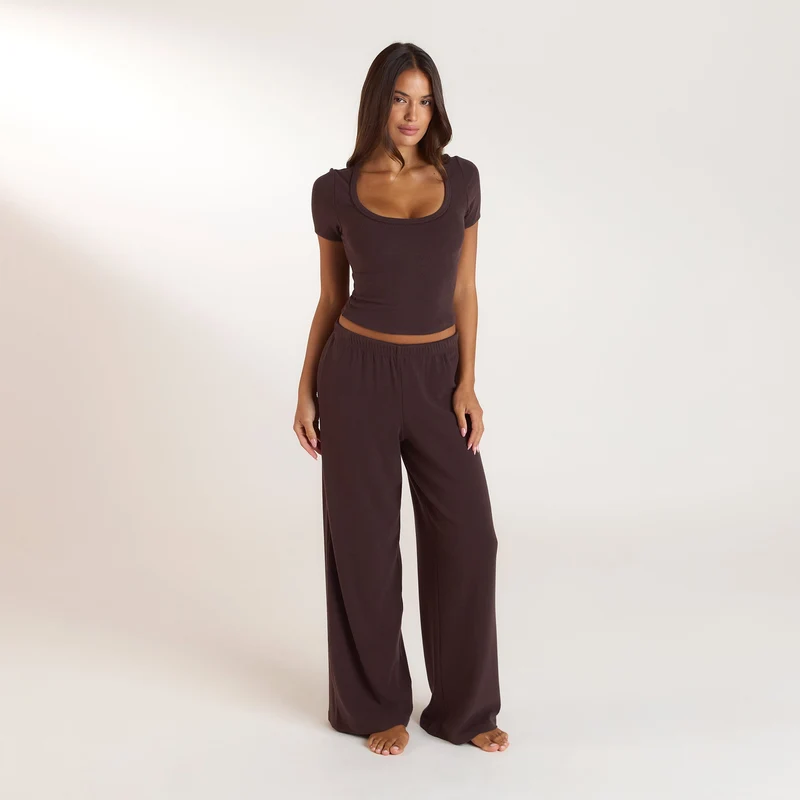 Haut de Pyjama Côtelé - Chocolat Noir