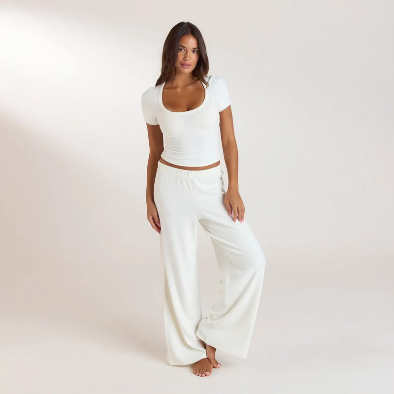Haut de Pyjama Côtelé - Crème