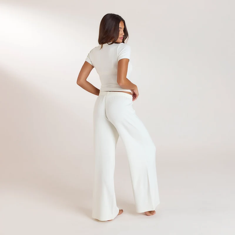 Pantalon de Pyjama Côtelé - Crème