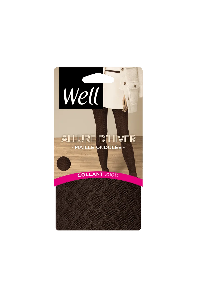 Collant Maille Ondulée 200D Allure d'Hiver - Chocolat