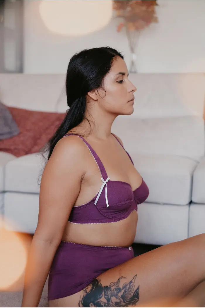 Soutien-gorge avec armatures élégance coton bio Prune