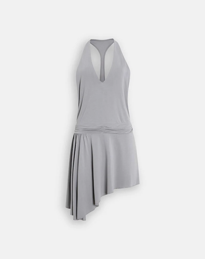 Mini-robe Roku Drape en cupro gris lilas