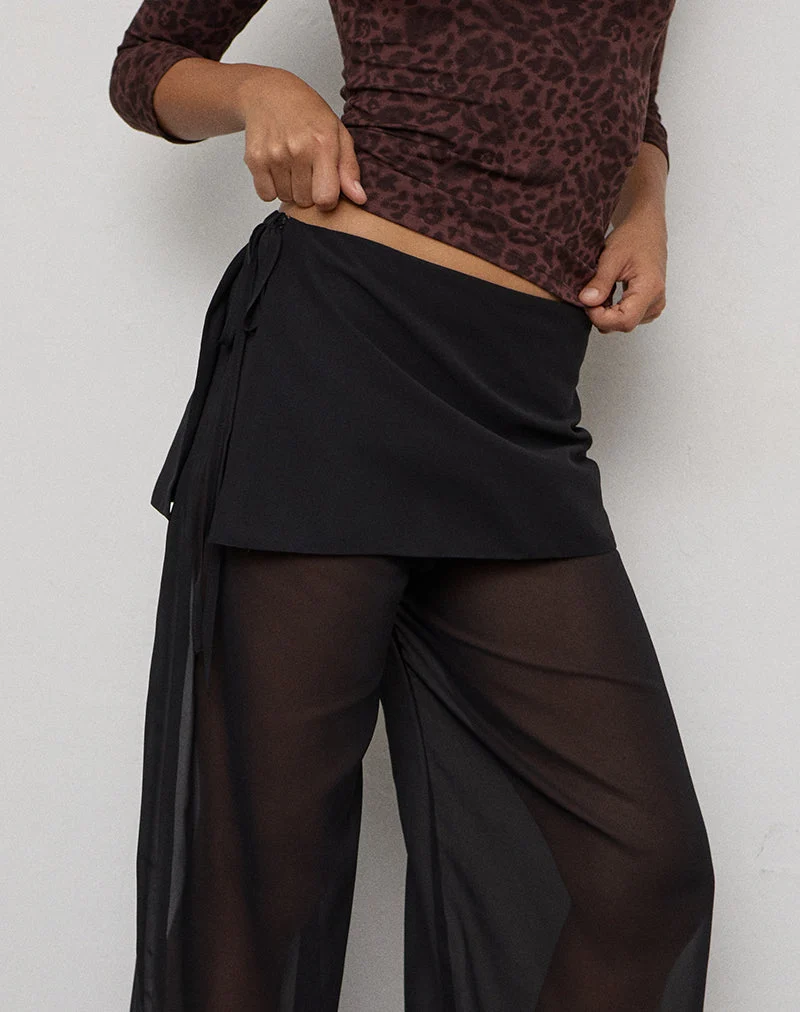 Pantalon Suteman avec jupe superposée en mousseline noire