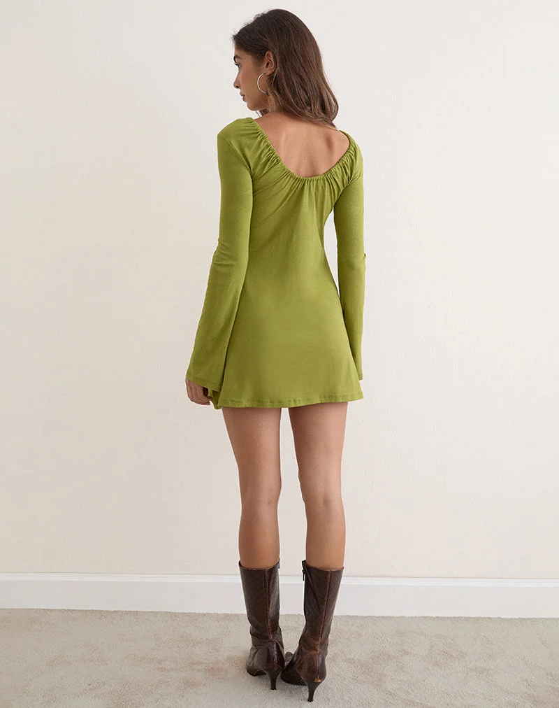 Mini-robe à manches longues Pelagia, vert mousse
