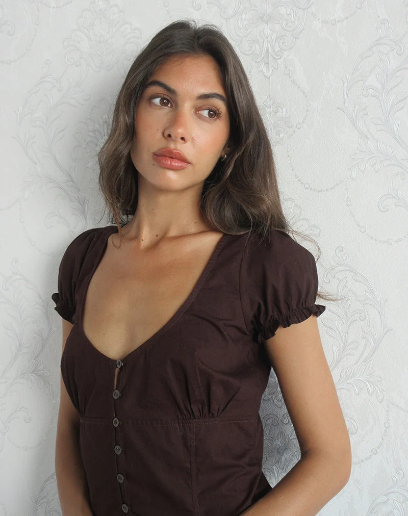 Blouse Nurma en popeline « Bitter Chocolate »