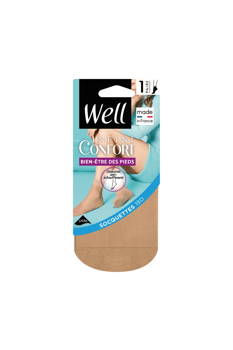Socquettes Transparentes Bien-Etre des Pieds 19D Well Infini Confort - Beige medium