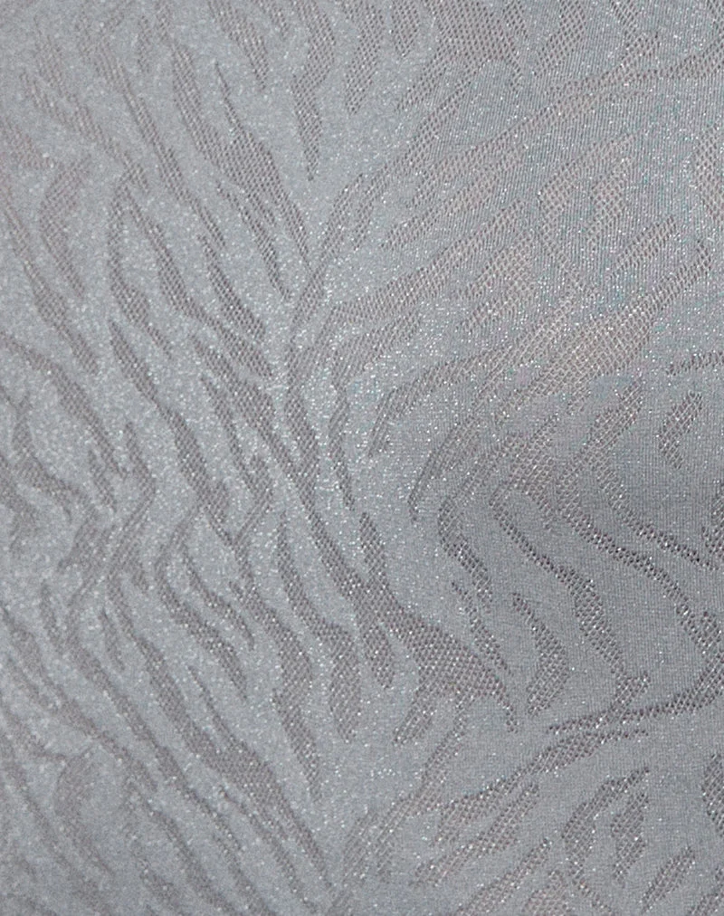 Robe longue Morie en tricot jacquard argenté