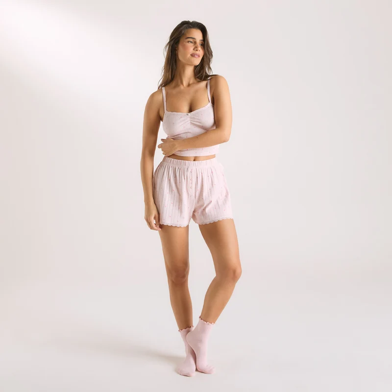Short de Pyjama en Dentelle - Rose Floral